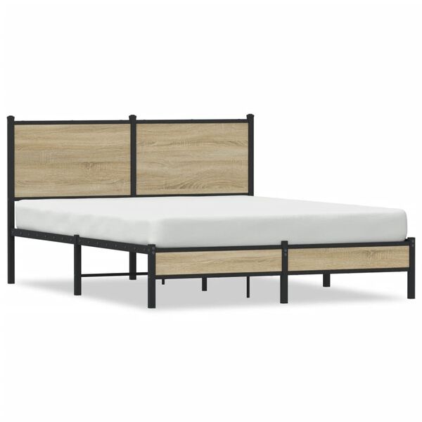 vidaXL Bedframe zonder matras metaal sonoma eikenkleurig 150x200 cm
