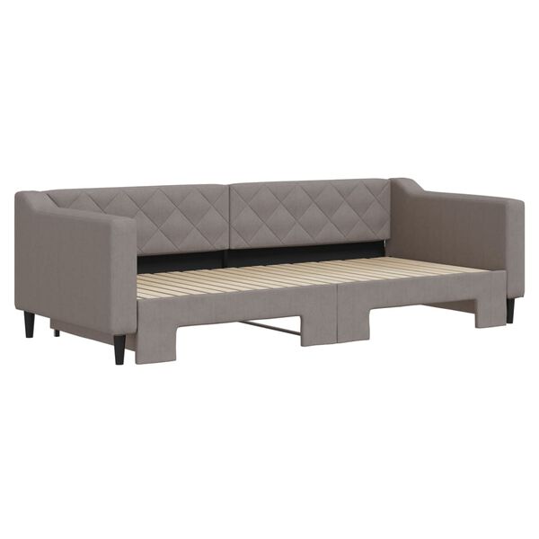 vidaXL Slaapbank met onderschuifbed 90x200 cm stof taupe