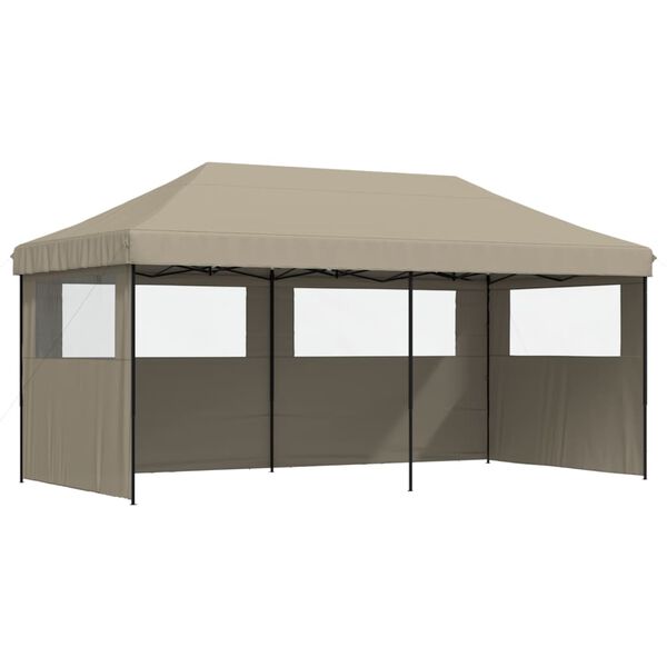 vidaXL Partytent inklapbaar pop-up met 3 zijwanden taupe