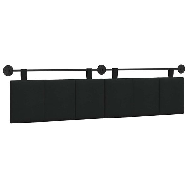 vidaXL Hangend Hoofdeinde Wandgemonteerd Zwart 210 x 55 x 5 cm Stof