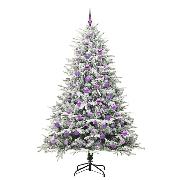 vidaXL Kunstmatige Vorstverlichte Kerstboom met Bal Set Groen 180 cm