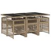 vidaXL 7-delige Tuinset met kussens poly rattan gemengd beige