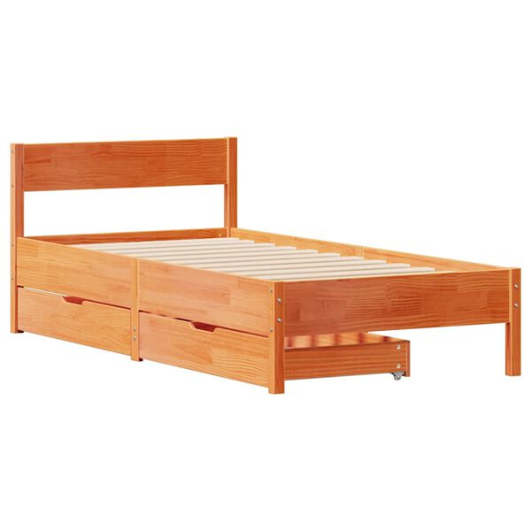 vidaXL Bedframe zonder matras massief grenenhout wasbruin 100x200 cm