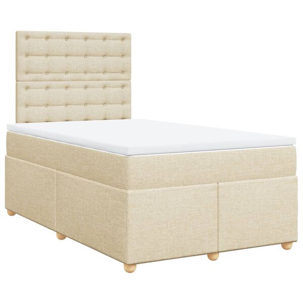 vidaXL Boxspring met matras stof cr&egrave;mekleurig 120x190 cm