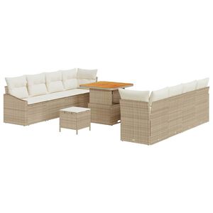 vidaXL Tuin Sofa Set met kussen met opslag 11 pcs Beige en Cr&egrave;me