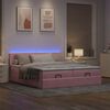 vidaXL Ottoman bed met matrassen en LED's 160x200cm fluweel roze