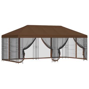 vidaXL Paviljoen met zijwanden 6 x 3 m Bruin Polyester en staal 190