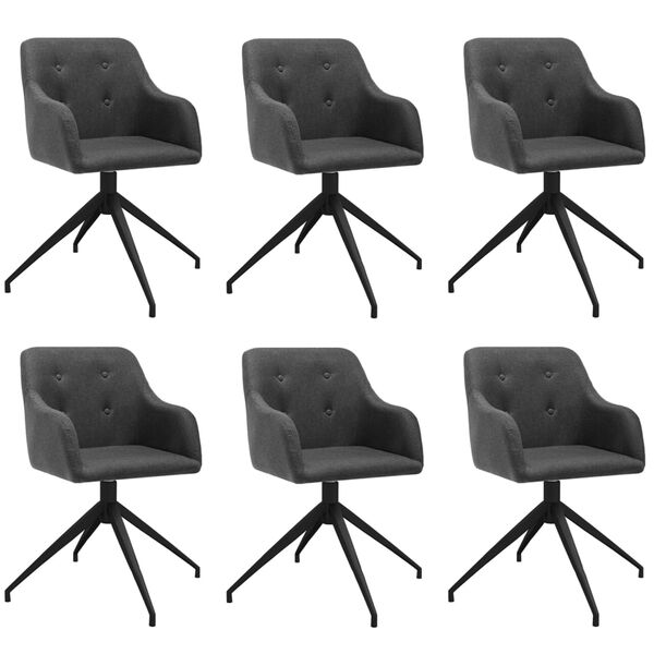 vidaXL Eetkamerstoelen 6 st draaibaar stof donkergrijs