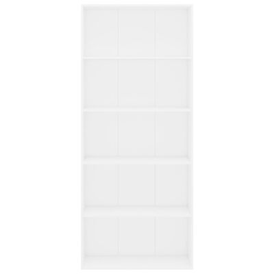 vidaXL Boekenkast met 5 schappen 80x30x189 cm spaanplaat wit