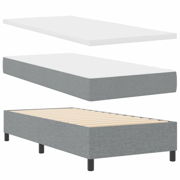 vidaXL Boxspringbed met matras Lichtgrijs 90 x 190 cm Stof