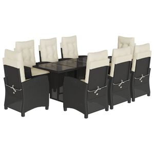 vidaXL 9-delige Tuinset poly rattan zwart