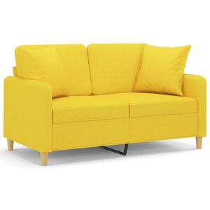 vidaXL Tweezitsbank met sierkussens 120 cm stof lichtgeel