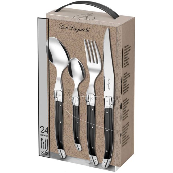 Lou Laguiole 24-delige Bestekset Tradition antraciet