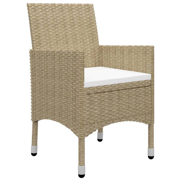 vidaXL 3-delige Bistroset poly rattan en gehard glas beige