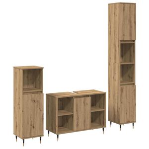 vidaXL Badkamermeubelset met plank 3 pcs Artisan Eiken Bewerkt hout