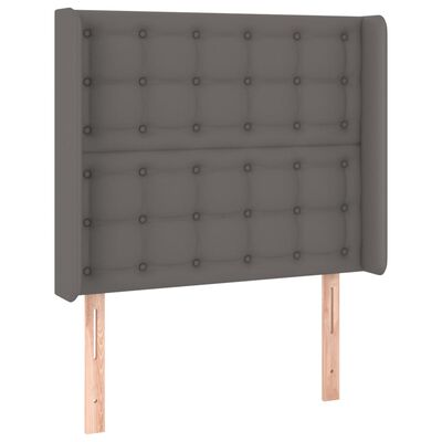 vidaXL Boxspring met matras en LED kunstleer grijs 90x200 cm