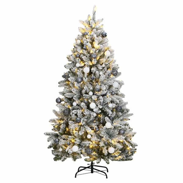 vidaXL Kunstkerstboom met scharnieren 300 LED's en kerstballen 270 cm