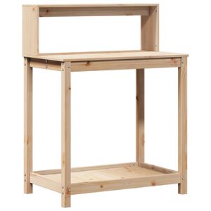 vidaXL Oppottafel met schappen 82,5x50x109,5 cm massief grenenhout