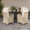 vidaXL 5-delige Tuinset met kussens poly rattan beige