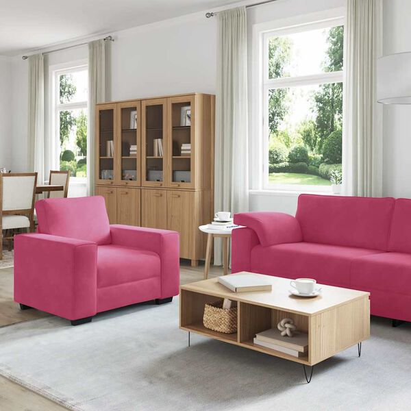 vidaXL 3-delige Loungeset met kussens fluweel wijnrood