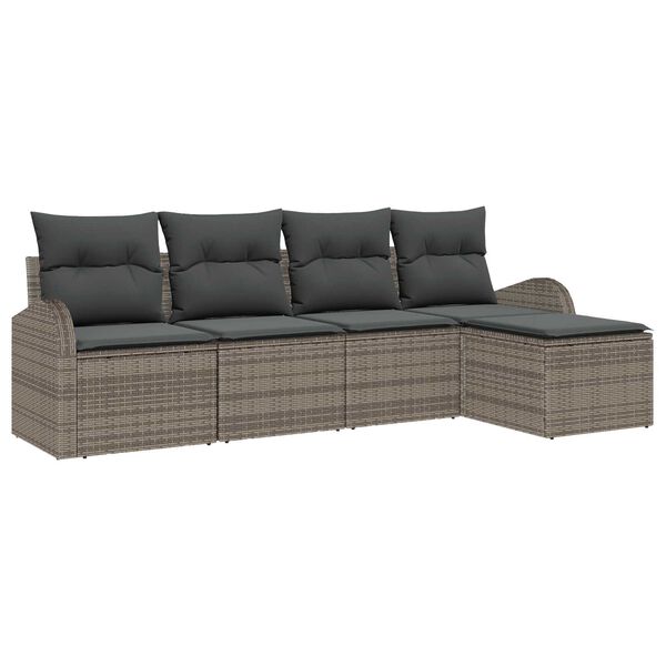 vidaXL Tuin Sofa Set Grijs poly rattan