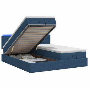 vidaXL Ottoman Bed met Matrassen en LED Blauw 160 x 200 cm Stof