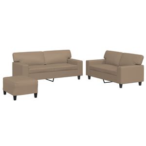 vidaXL 3-delige Loungeset kunstleer cappuccinokleurig