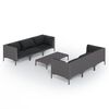 vidaXL 7-delige Loungeset met kussens poly rattan donkergrijs