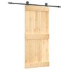 vidaXL Schuifdeur Naturel en Zwart 90 x 210 cm Massief Grenenhout