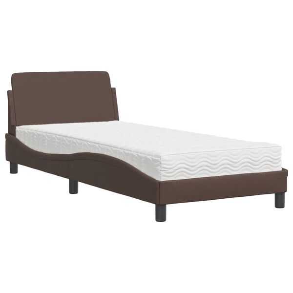 vidaXL Bed met matras "Dover" kunstleer bruin 90x190 cm