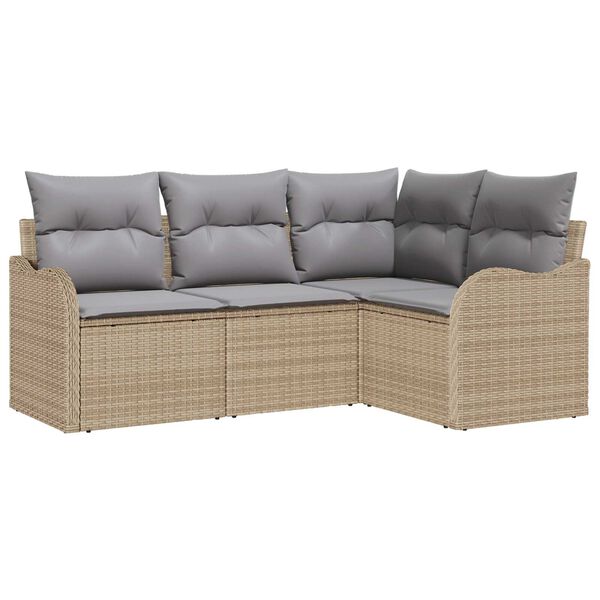 vidaXL Tuin Sofa Set 4 pcs Beige poly rattan