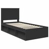 vidaXL Bedframe met hoofdeinde Zwart 100 x 200 cm Massief grenenhout