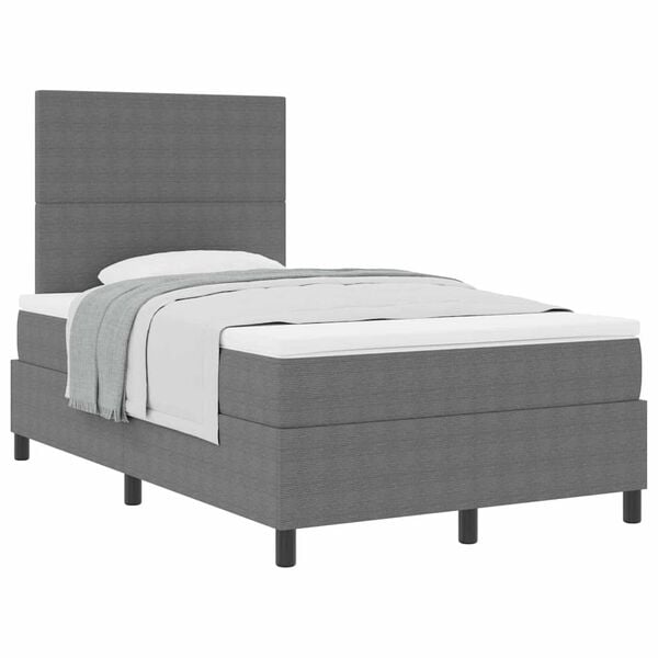 vidaXL Boxspringbed Lichtgrijs en wit. 120 x 190 cm Katoen Stof