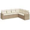 vidaXL 6-delige Loungeset met kussens poly rattan beige