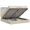 vidaXL Ottoman Bed met Matrassen en LED Cr&egrave;mekleurig 140 x 200 cm Stof