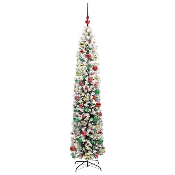 vidaXL Kunstkerstboom Groen 210 cm PVC en Staal en Kunststof