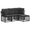 vidaXL Buiten bankenset met kussen 4 pcs Zwart Polyester