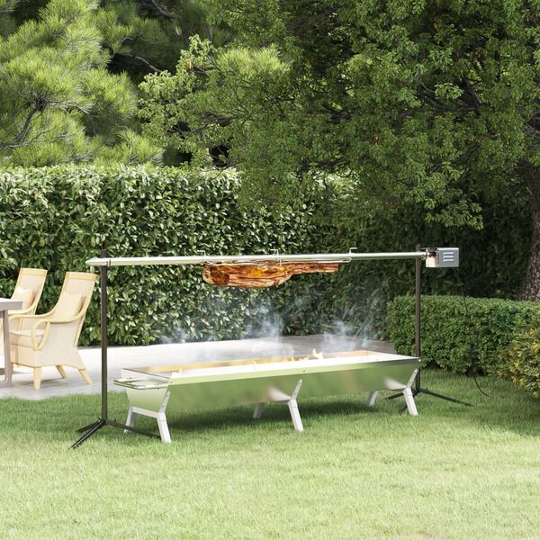 vidaXL Barbecueplaat 158x42x31 cm roestvrij staal zilverkleurig