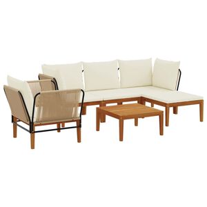 vidaXL 6 st Massief acaciahout & touw Naturel