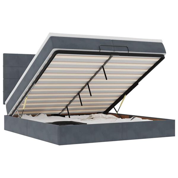 vidaXL Ottoman bed met matrassen 200x200cm fluweel donkergrijs