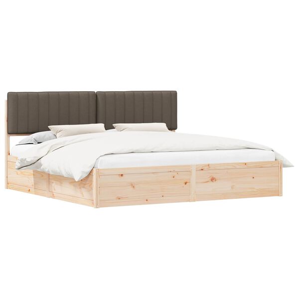 vidaXL Bedframe met Gevoerd Hoofdgedeelte Taupe 200 x 200 cm