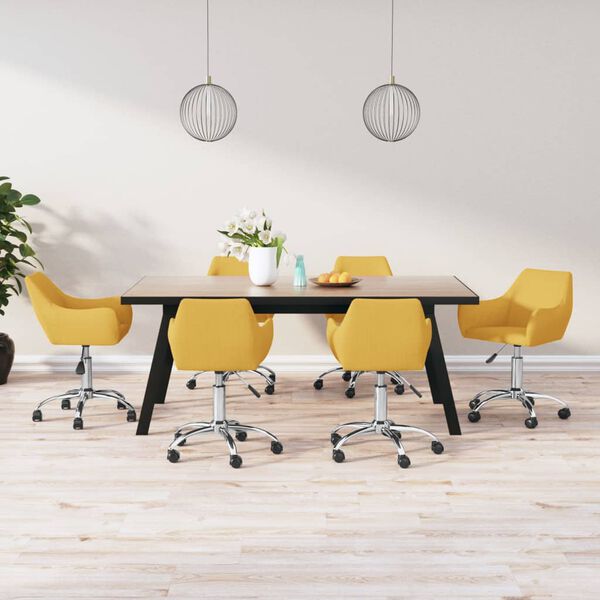 vidaXL Eetkamerstoelen draaibaar 6 st stof geel