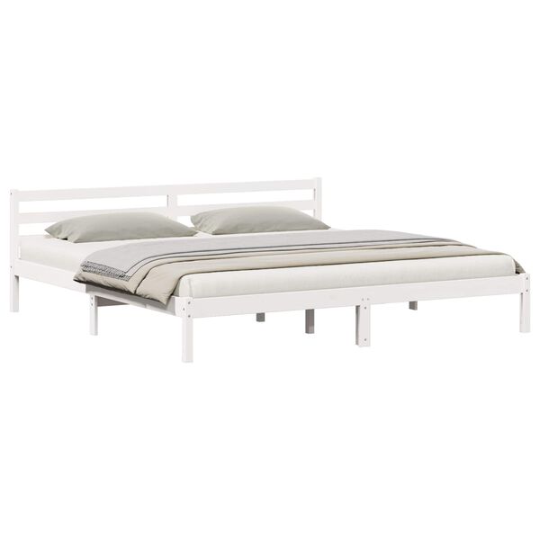 vidaXL Bedframe Wit 208.6 x 157.6 x 69.4 cm Massief grenenhout