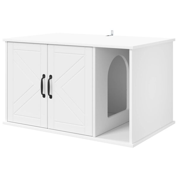 vidaXL Kattenhuis Wit 85 x 55 x 50 cm Bewerkt hout