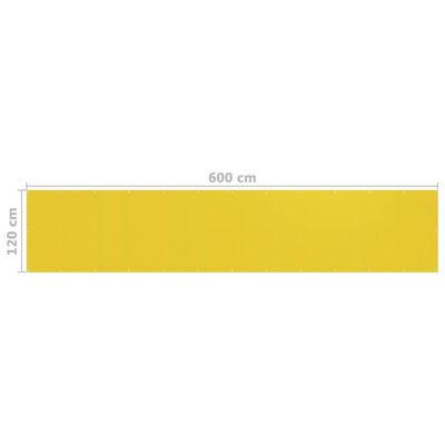 vidaXL Balkonscherm 120x600 cm HDPE geel