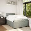vidaXL Boxspring met matras fluweel lichtgrijs 120x200 cm