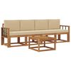 vidaXL Buiten bankenset met kussen 5 pcs Natuurlijk en Beige