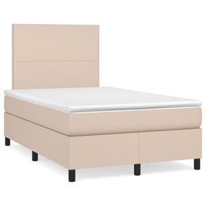 vidaXL Boxspring met matras kunstleer cappuccinokleurig 120x200 cm