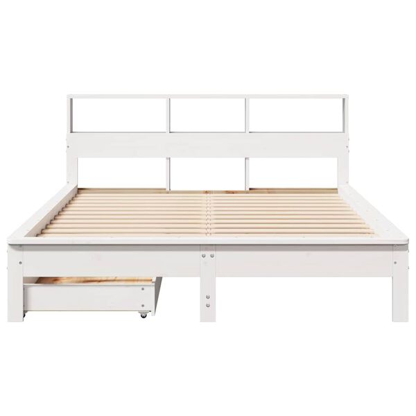 vidaXL Bed met boekenkast zonder matras grenenhout wit 150x200 cm