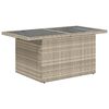 vidaXL Tuintafel met glazen blad 100x55x73 cm poly rattan lichtgrijs